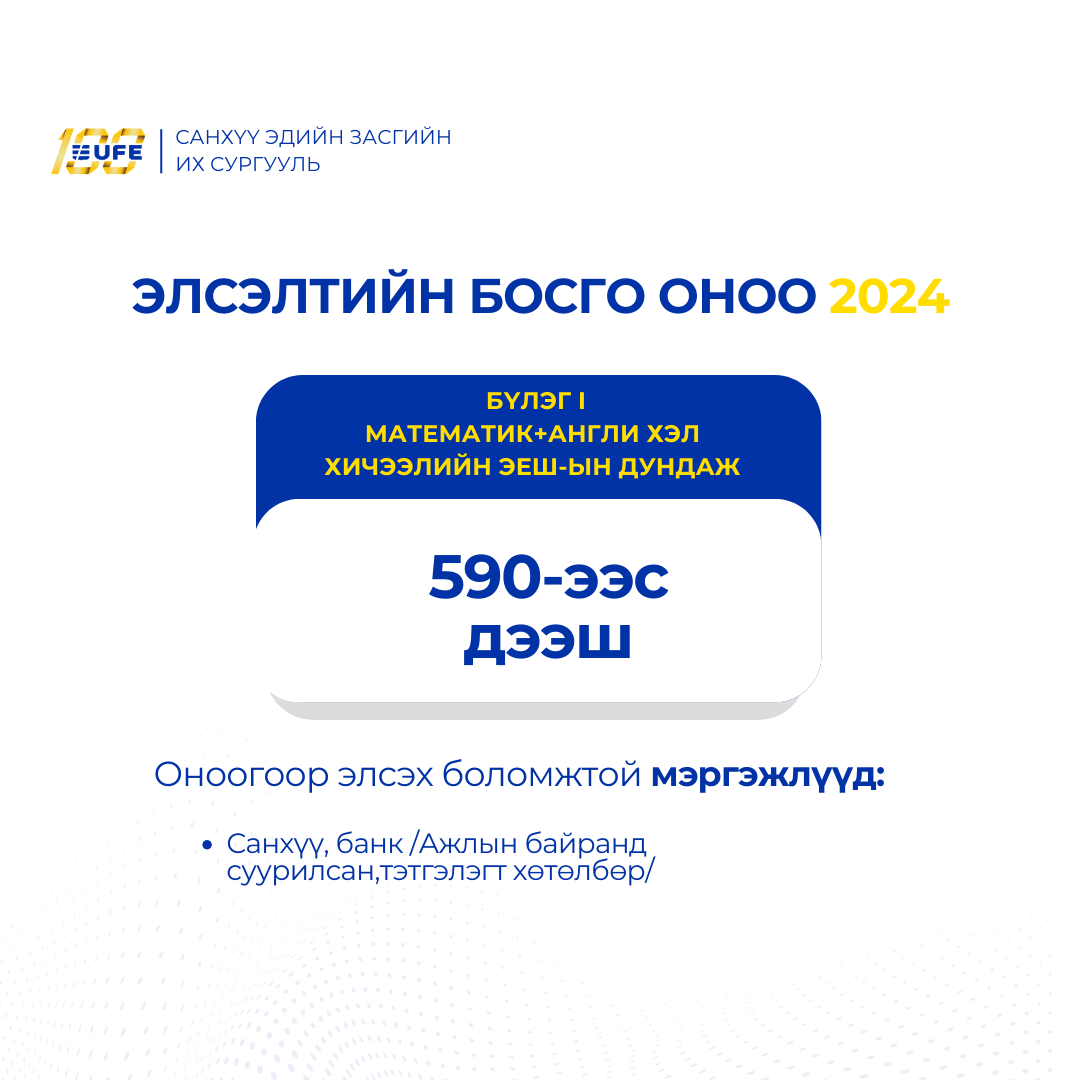 СЭЗИС-ийн Бакалаврын хөтөлбөрийн элсэлтийн босго оноо section 170 4